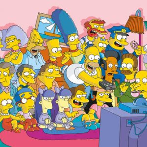 Poster Les Simpson réunion devant la télévision